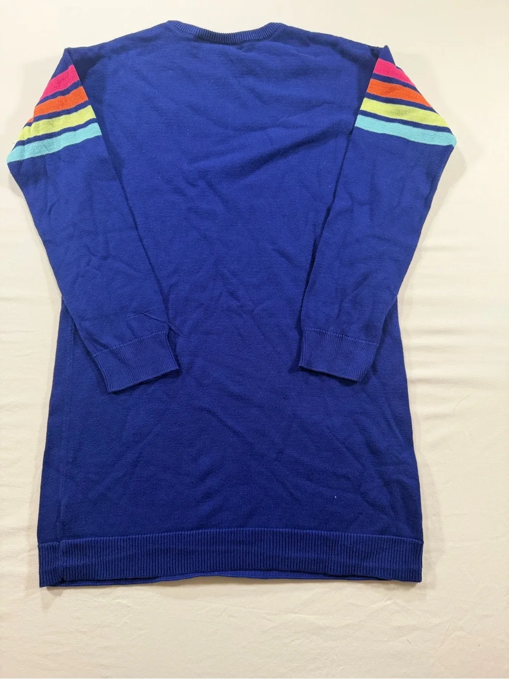 The Children's Place Royal Blue Sequin Heart Sweater with Rainbow Stripes